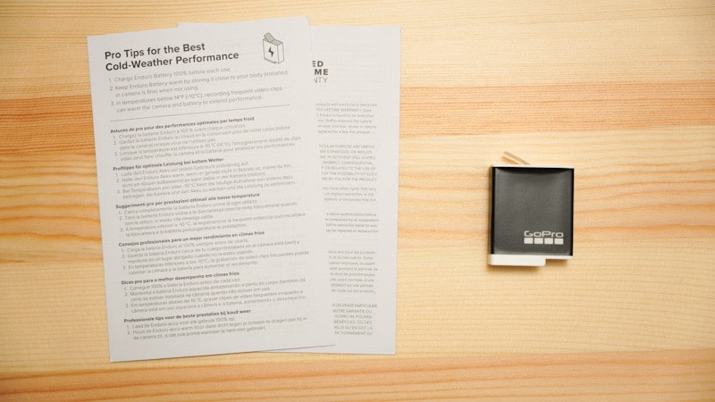 GoProの新しいバッテリー『Enduro Battery』と同梱されてる書類