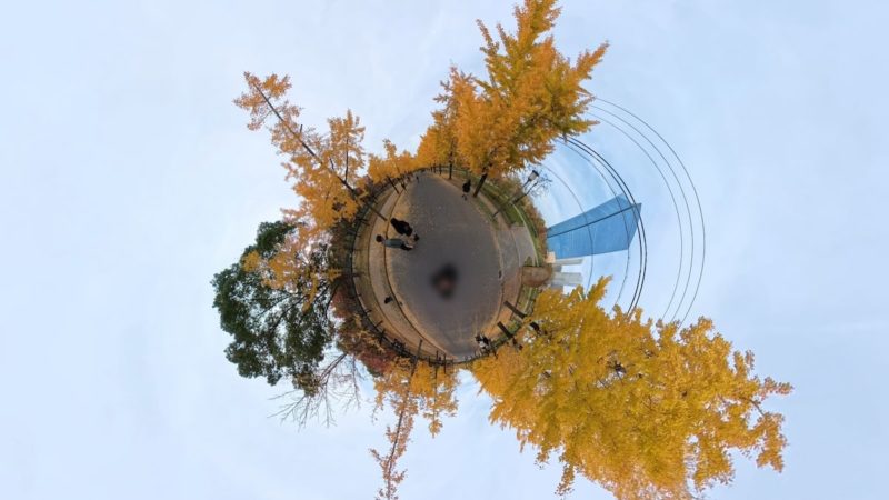 X4 Airで撮影したリトルプラネットの映像のキャプチャー